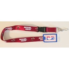 miami heat red logo nba basketball lanyard safety fastener usa made