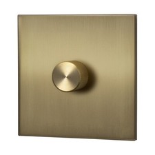Retrotouch Aura 1 Gang LED Dimmer Switch - Brushed Brass with Brass Knob