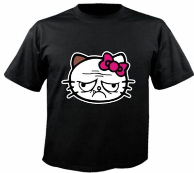 Motiv Fun T-Shirt Hello The Grumpy Cat No Lucky Kitty Bad Mood Awfu Motiv