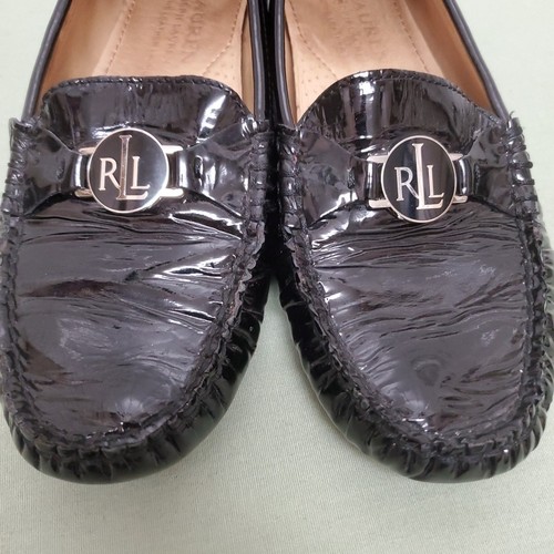 Scarpe mocassini comodi Lauren Ralph Lauren Carley vernice pelle nera taglia 6,5B - Foto 3 di 14