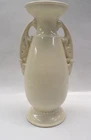 Vintage McCoy USA 203 Pottery Ivory Vase Victorian Ornate Handles 10.25" Tall