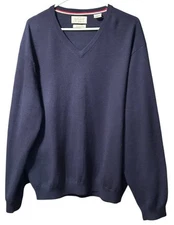 Original Weatherproof Vintage Pullover Sweater Navy Blue 100% Wool Men's Sz XL