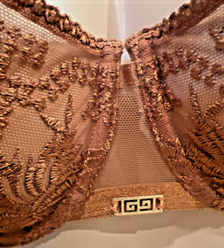 NEW Aubade Half Cup Bra 36D Tanga SMALL Rules of Attraction Golden Shadow  $268