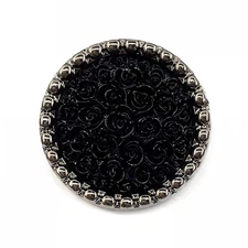 20 PCS Black Rose Round Coat Buttons for Sewing Crafts 1" Shank Button