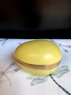 4'' Yellow Gold Tone Porcelain Egg trinket box