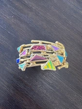 Vintage Bracelet Cuff Floral Motif Repousse Clamper - Size 7”