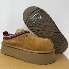 UGG Tazz Platform Slipper Womens US 6 - Chestnut Suede / Wool - Brand New