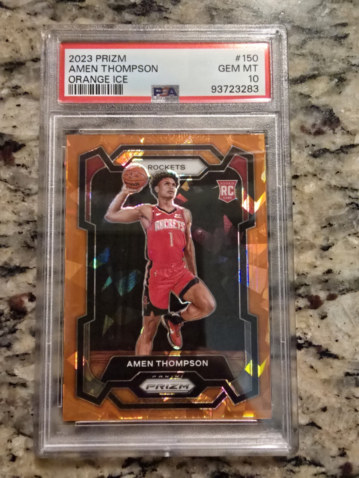 2023-24 Panini Prizm - Amen Thompson #150 Orange Ice Prizm (RC) PSA 10