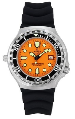 Ratio FreeDiver Helium Safe 1000M Quartz Orange 1038EF102V-ORG-V02 Men's Watch