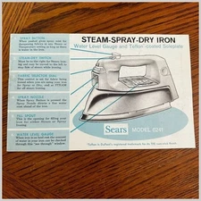Sears Steam-Spray-Dry Iron Model 6241 Manual Teflon 1960s Housewife Guide