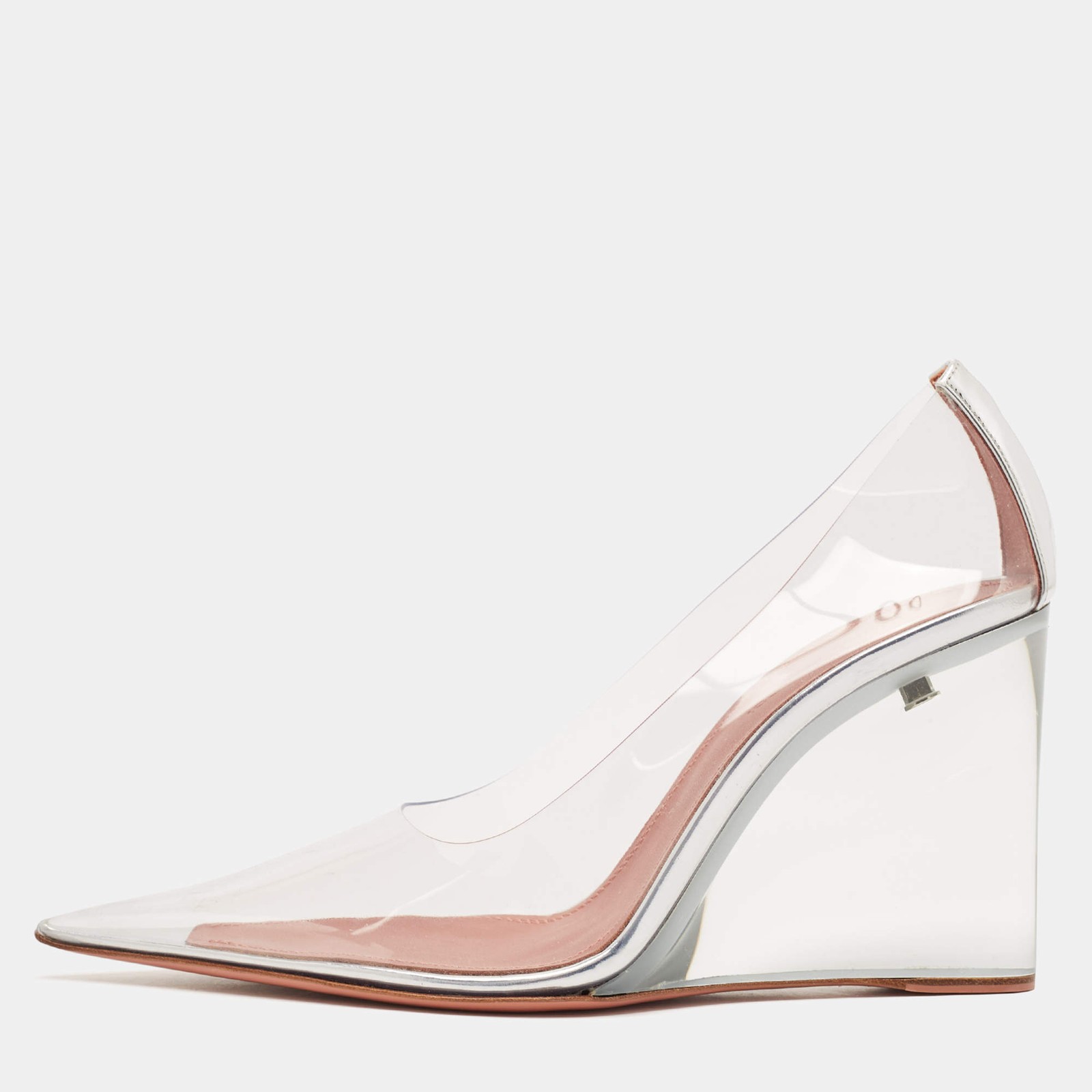 Amina Muaddi Transparent PVC Ane Wedge Pumps Size 37