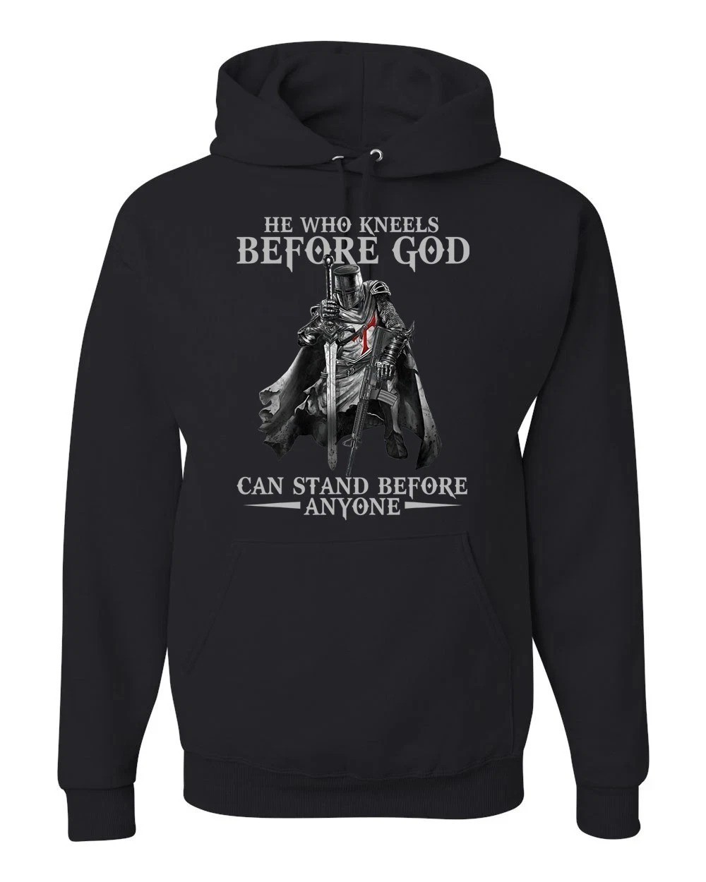 Knight Templar Kneel Before God, Christian Warrior Of Christ Crusader Hoodie-image