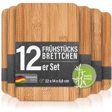 12er Set Bambus Frühstücksbrettchen Brettch...