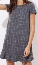 Gray 6 Petite Ladies Dress Ann Taylor Loft Grey Zip Up Back Ruffle Bottom $80