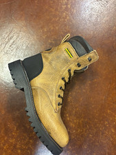 Interloop Brown Leather Lace-Up Work Boots Black Toe Rugged Lug Sole