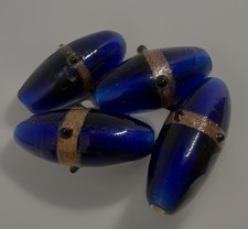 Blue Lampwork Wedding Cake Beads 27mm Qty:4