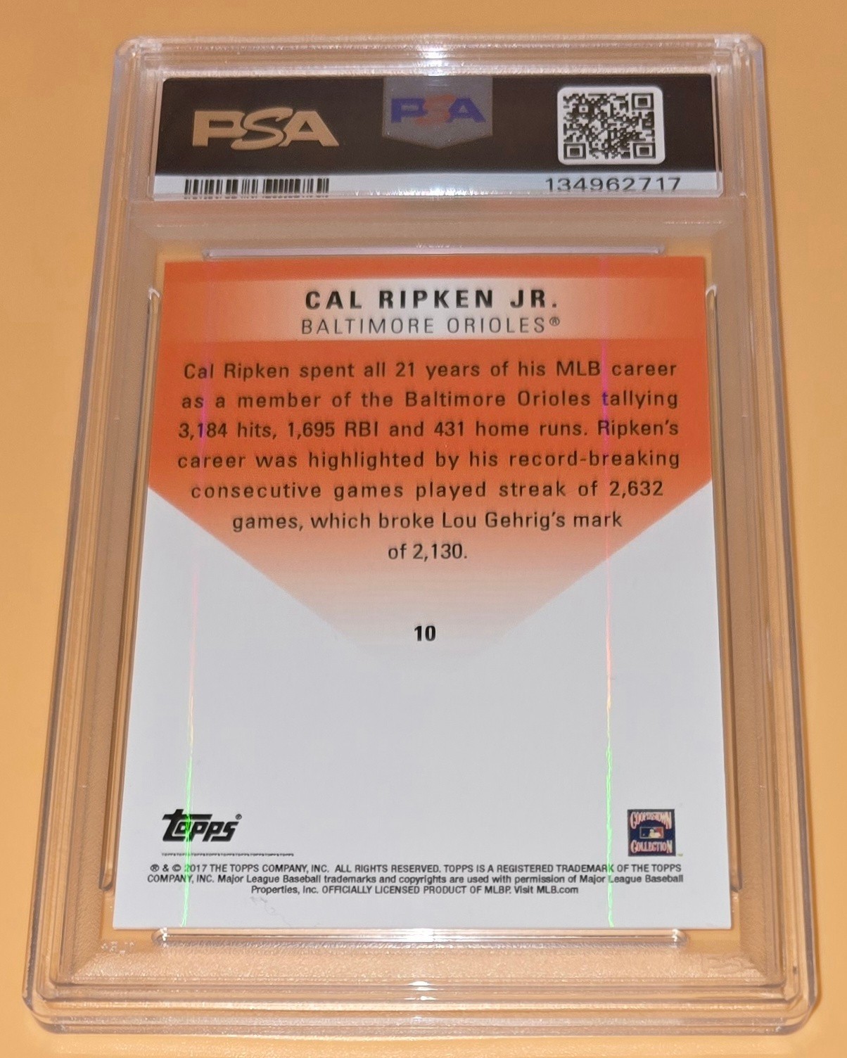 Cal Ripken Jr. PSA 10 Low Pop 3,000 Hit Club 2017 Topps On Demand Orioles MLB view 10