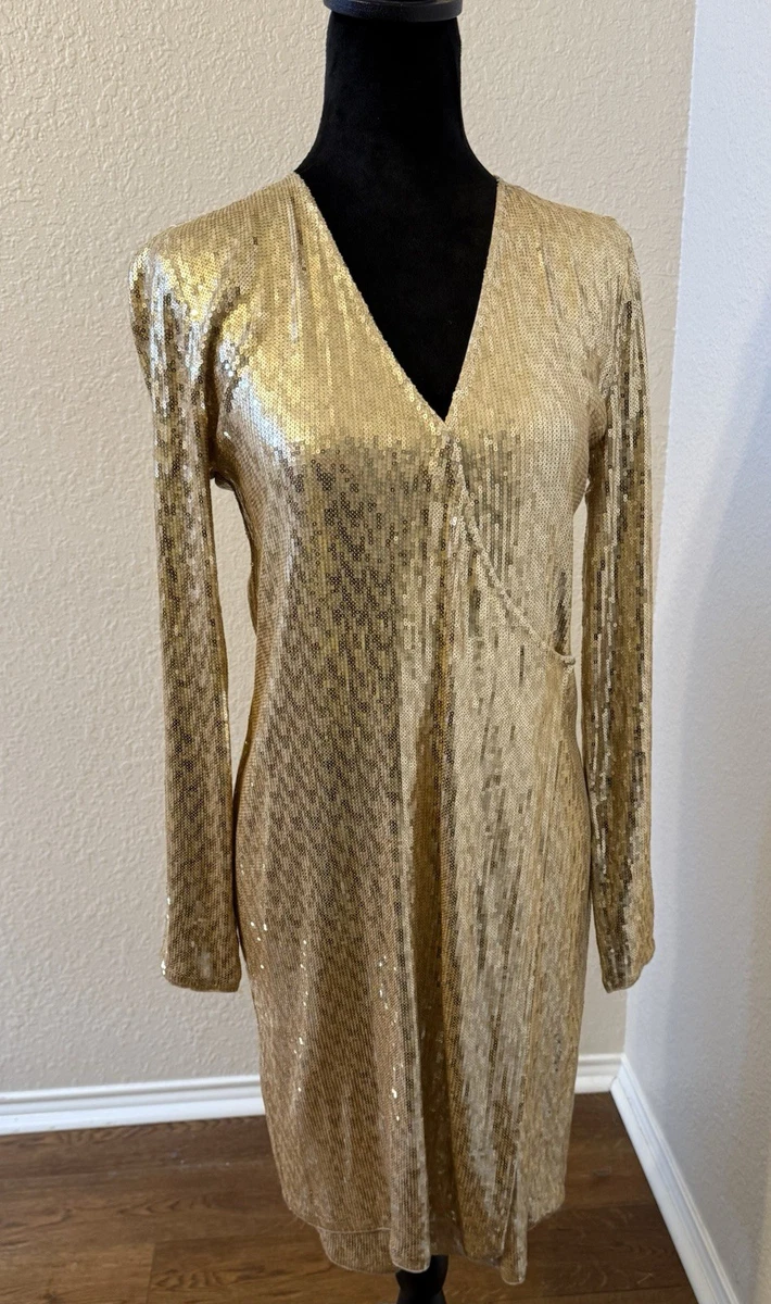 michael kors gold sequin wrap dress Long Sleeve Knee Length Dresses for sale girly clothing set