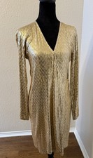 Michael Kors Long Sleeve Gold Sequin Wrap Dress- NWT- Size S- Stunning
