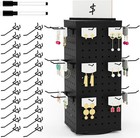 Rotating Pegboard Display Stand with 24 Hooks, Tabletop Metal Peg Board Displ...