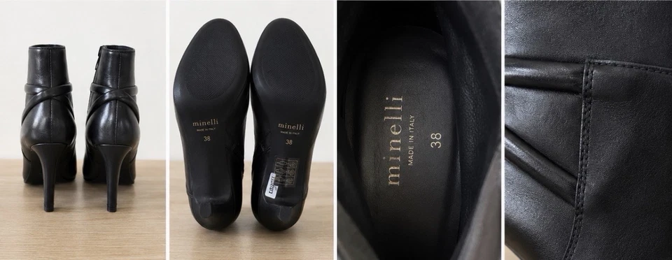 Minelli bottillons femme cuir noir talon aiguille haut zip bout rond EU 38 - Photo 4/4