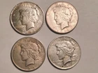 Lot of 4 Peace Dollars Bullion Silver $1 USA