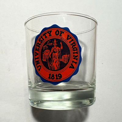 University of Virginia UVA 1819 Logo Seal Clear Glass Rocks Tumbler Whiskey