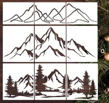 Large Stencils for Painting on Walls Mountain Stencil Forest Tree Stencils fo...