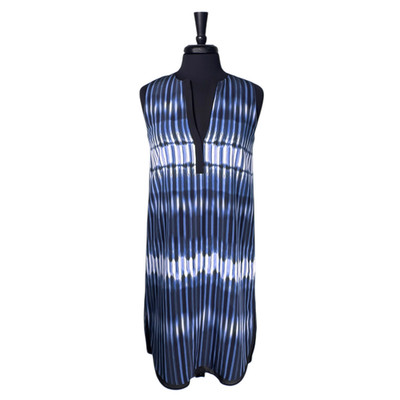 Vince Dress Womens S Blue Tie Dye Silk Sleeveless Shift Tunic Minimalist Chic