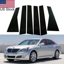6pcs Glossy Black Pillar Posts Window Covers Trim For Hyundai Equus 2012-2014