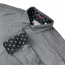 Ted Baker Men's 100 Cotton Flip Cuff Button Shirt Gray Herringbone   XL