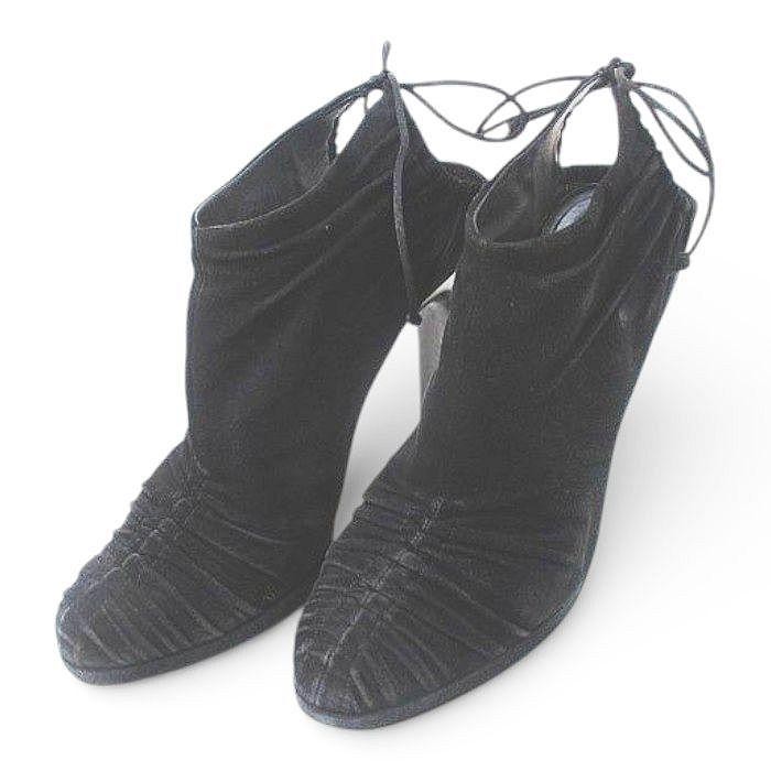 GUCCI Women's Short High Heel Suede Boots Size:37.5/JP:24.5 Black 141192K Authen