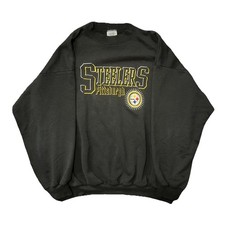 Logo 7 Pittsburgh Steelers Black Vintage Embroidered Heavy Sweater Extra Large