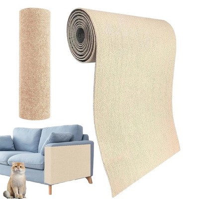 Premium Katzen Kratzteppich 200x40cm Selbstklebend Khaki Polyester Pad