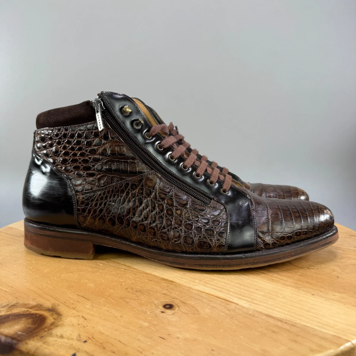 Mezlan Enzo Brown Leather Chukka Boots Men\'s 13 Apron Toe Lace Up Dress Shoes Enzo Bonafe Art. 3403MOD Chukka Boots In Snuff Waxy Kudu main image 3