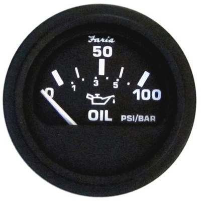 #ad Faria Euro Black 2quot; Oil Pressure Gauge 100 PSI 12845 UPC 759266128453 $40.86
