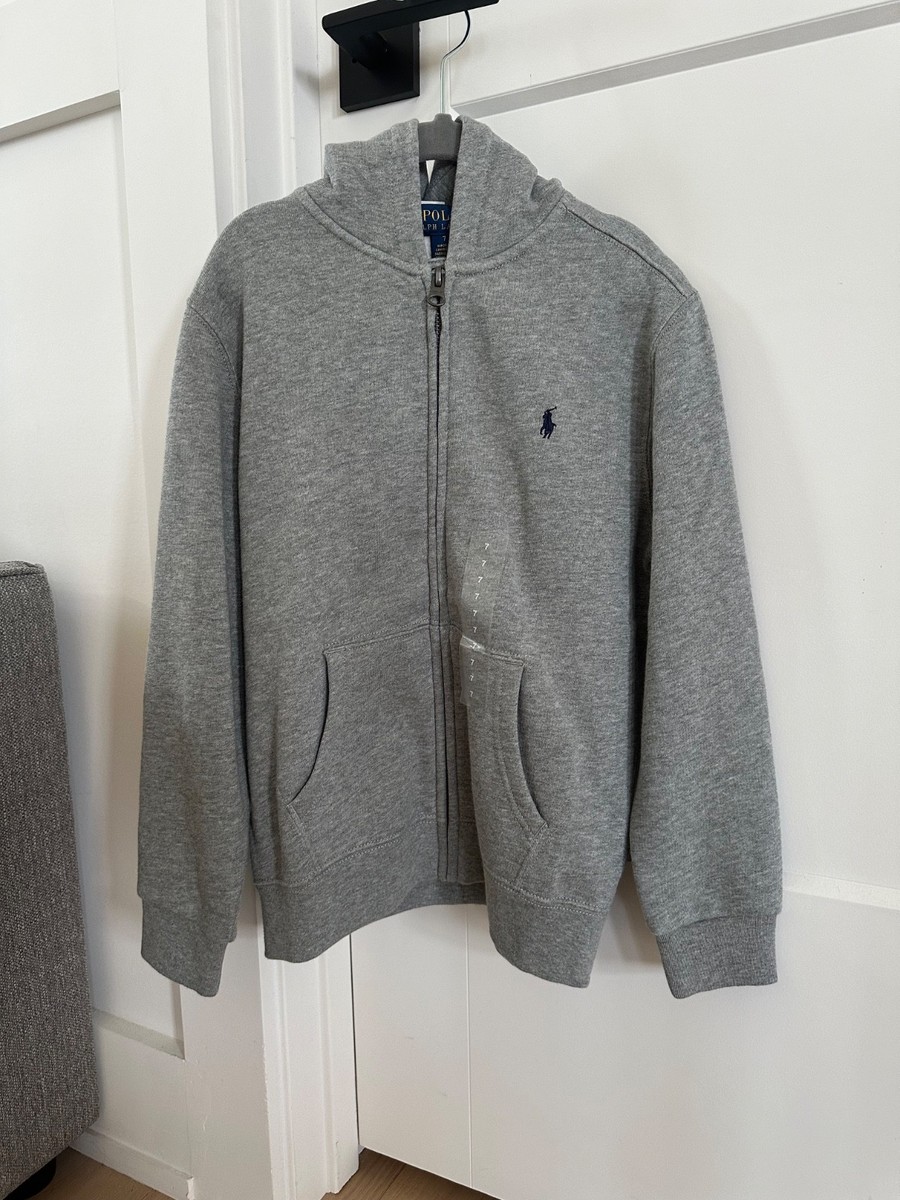 NWT Polo Ralph Lauren Zip Down Hoodie Grey Kids Boys Size 7 | eBay