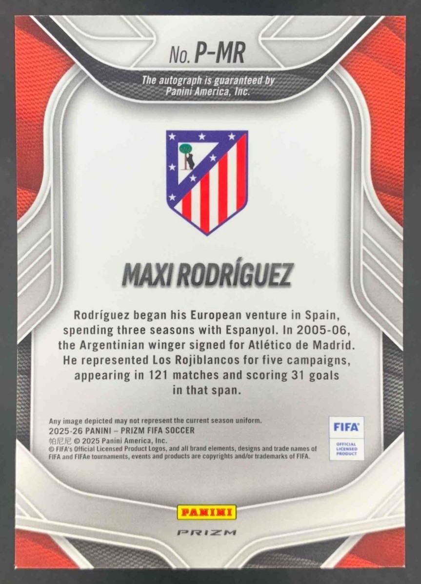 Maxi Rodriguez 2025-26 Panini Prizm FIFA Penmanship Choice Prizm Auto Atletico view 2