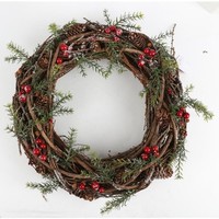 Deko-Kranz Ø 40 Cm Mit Roten Beeren Weihnachtskranz Adventskranz TüRkranz Deko