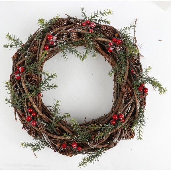 Deko-Kranz Ø 40 Cm Mit Roten Beeren Weihnachtskranz Adventskranz TüRkranz Deko-image