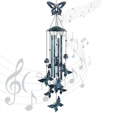 Butterfly Wind Chimes for Outside Large Aluminum Tubes Outdoor Decorations fo...