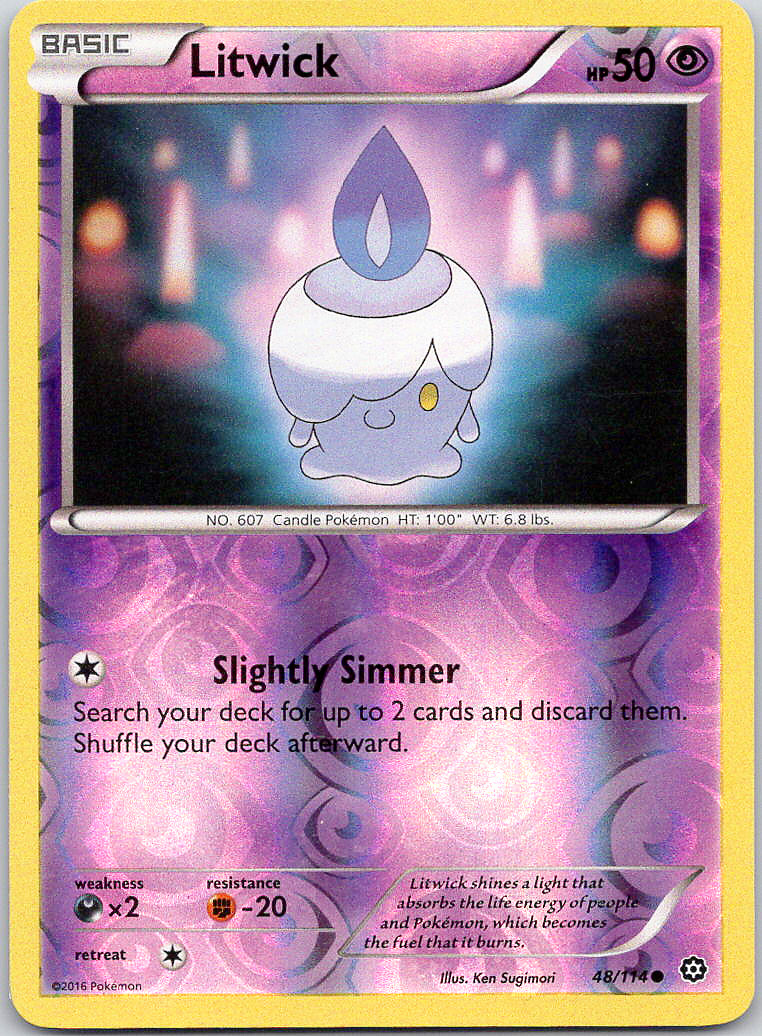 Pokemon Litwick 48/114 Steam Siege Common Reverse Holo MP TCG Psychic