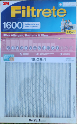 (12 Pack) Filtrete Ultra Allergen 2X Bacteria & Virus Filter 1600 MPR 16x25x1