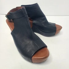 Kork Ease Berit 8 Wedge Slingback Platform Black Brown Sandal Bootie Leather