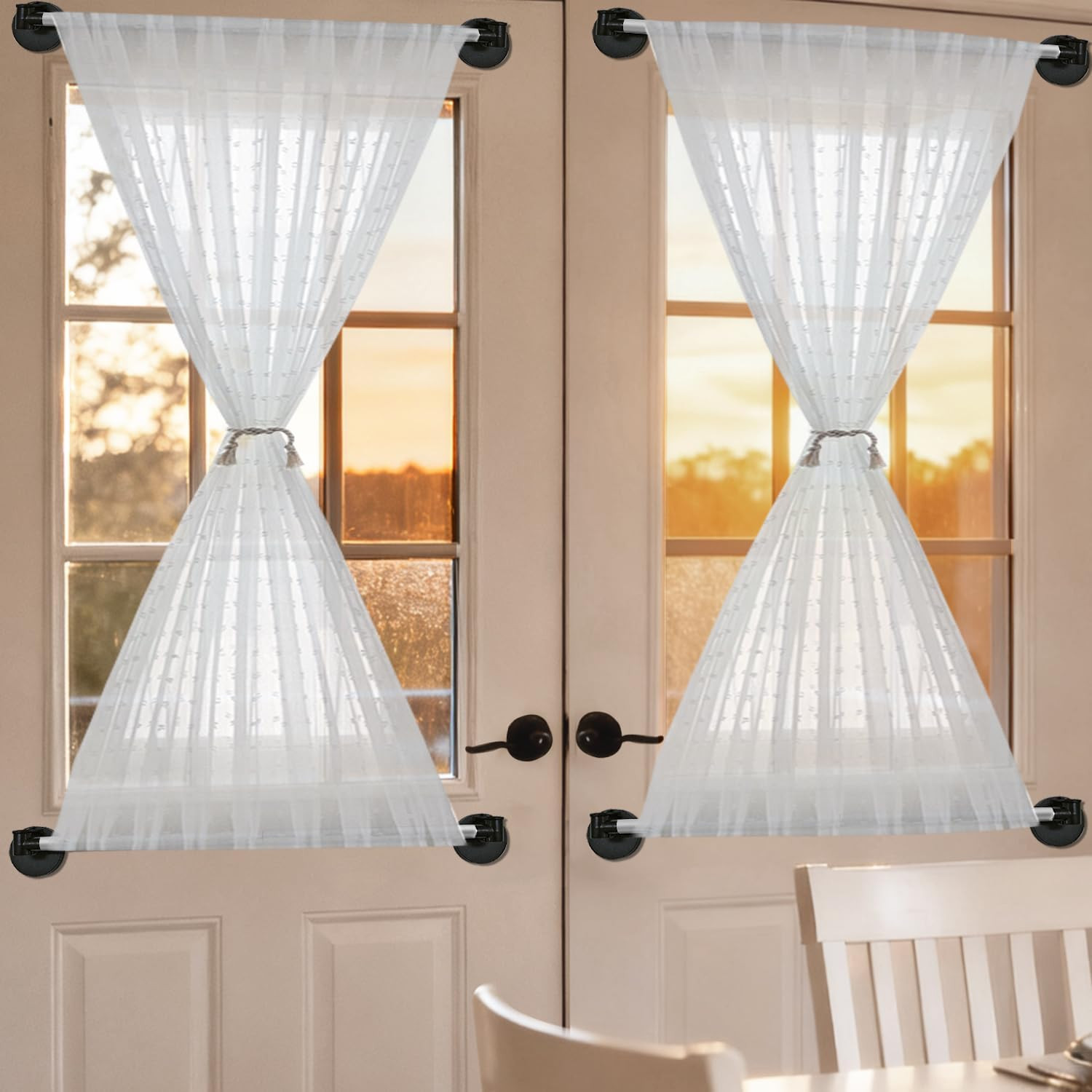 Magnetic Curtain Rod for Door, 16"-40" Magnetic Curtain Rods for Metal Doors,...