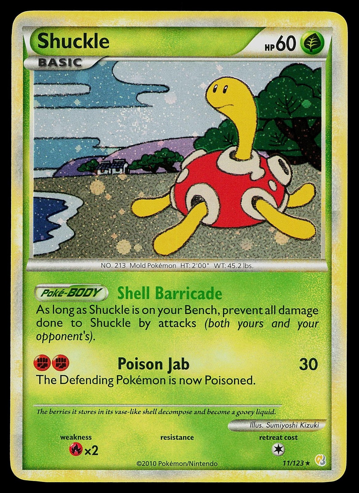 Pokemon Card - Shuckle HeartGold & SoulSilver 11/123 Holo Rare