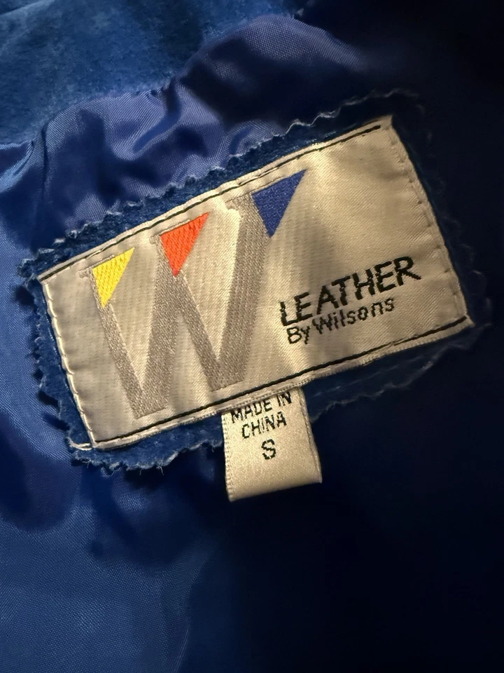 Chaqueta de cuero recortada azul real vibrante vintage de Wilson talla pequeña Foto 2 de 4