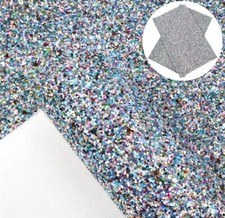 Blue Mix Chunky glitter FAUX LEATHER HALF ROLL 12 x 24" 1095402 matted back