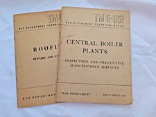 Central Boiler Plants, Roofing Vintage WWII Lot War Department Technical Manuals