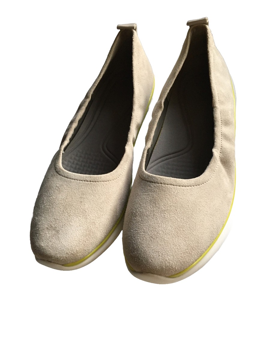Cole Haan Womens 9.5B 3.Zerogrand Ruched Slip-on Ballet Flats Tan Suede  Leather | eBay UK